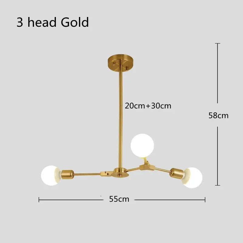 Modern Magic Bean Molecular Branch Chandelier - Electroplated Living Room & Bedroom Lamp