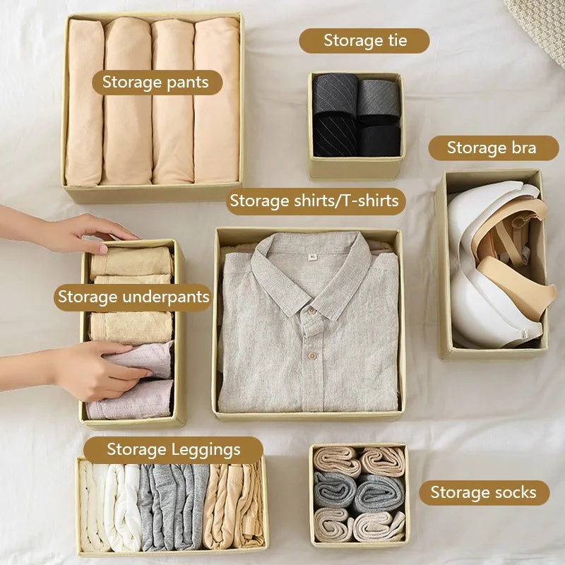 Underwear Organizer for Cabinets and Drawers - Foldable Wardrobe Storage Box for Bras, Socks and Pants