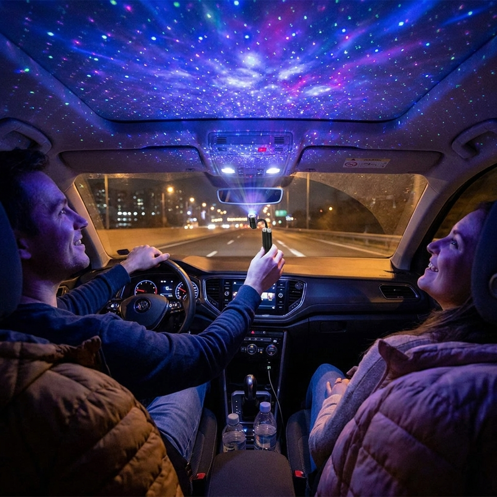 1pcs Car Interior Lights Roof Star Light in use