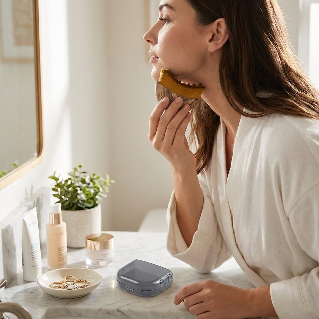 Lymphatic Contour Face Brush,Chin &Jawline Sculpting,Drainage Massager for Face,Ergonomically Designed to Fit The Skin Precisely in use