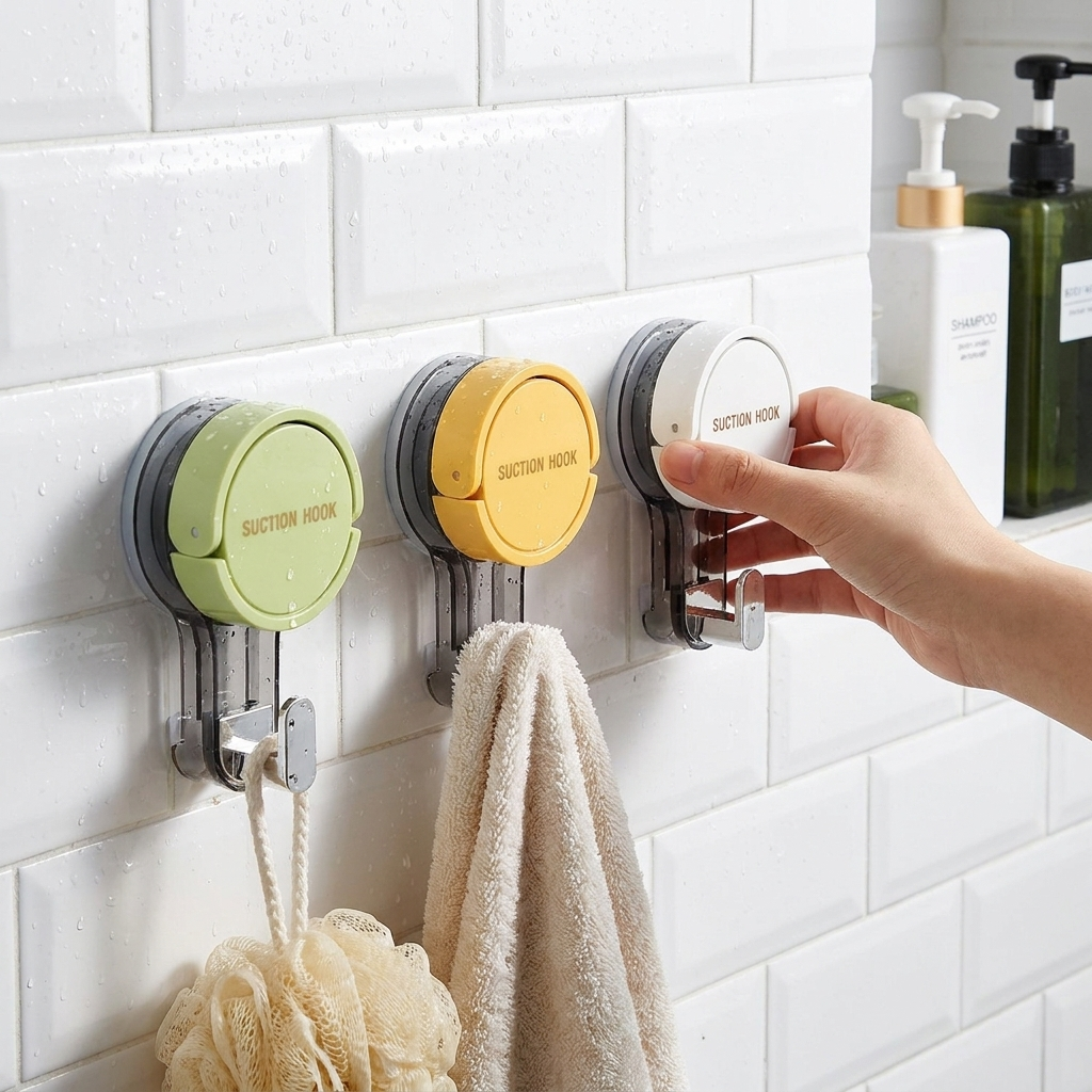 Strong Vacuum Suction Hooks Traceless No-Drilling Adhesive for Home Bathroom Kitchen Door Back Toilet Area Purpose Strong Hold in use