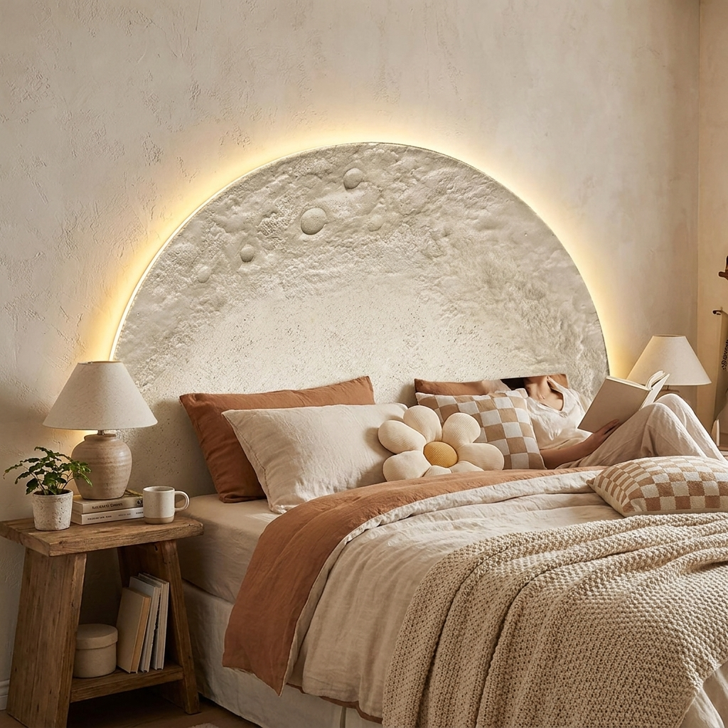 Moon living room decoration painting, LED wall lamp painting, background wall, high-end feeling, sandstone hanging painting in use