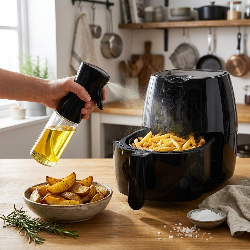Oil Spray for Cooking - Olive Oil Dispenser Bottle Sprayer Mist-Reusable Food Grade Oil Vinegar,Spray Bottle Kitchen Accessories in use