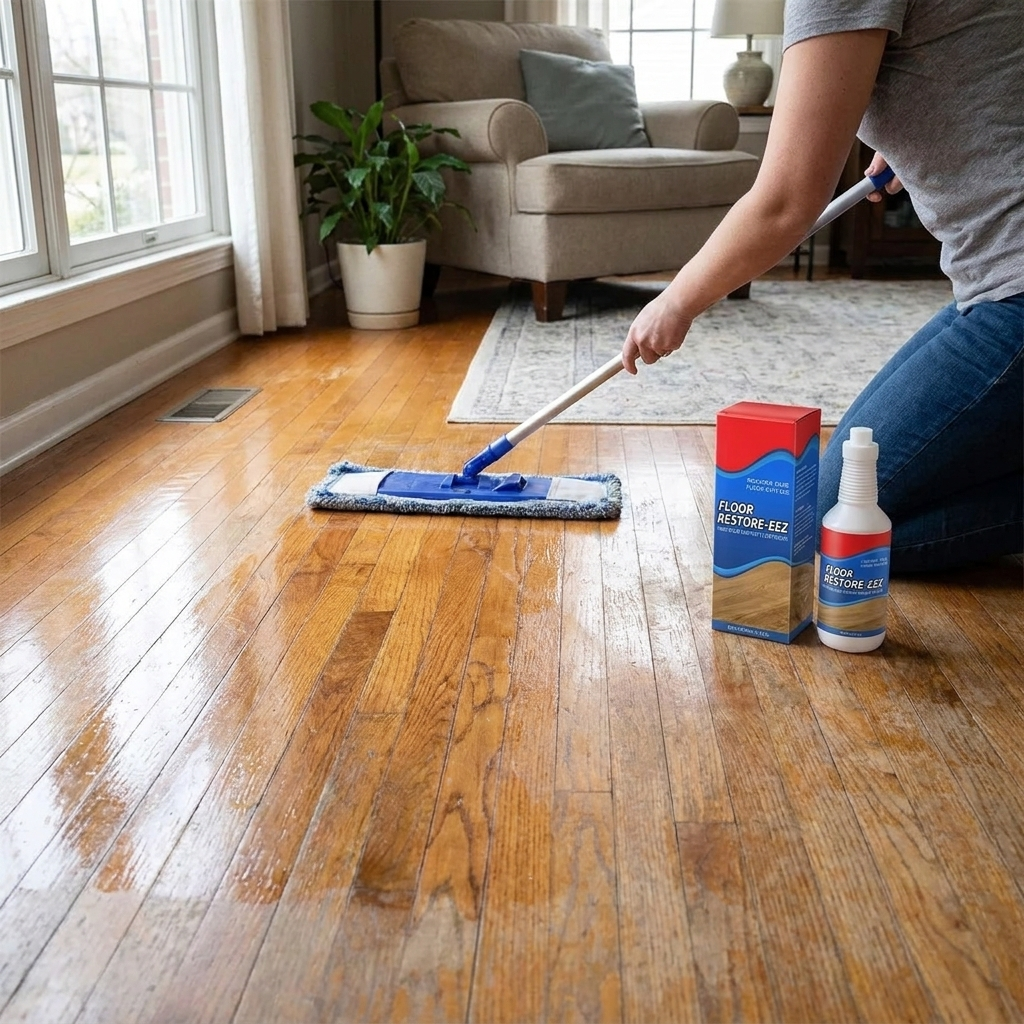 150ml Floor Restore Solution liquid Flooring Renewal Agent Wood Floor Polishing Care for Home Apartment Dormitory Living Room in use