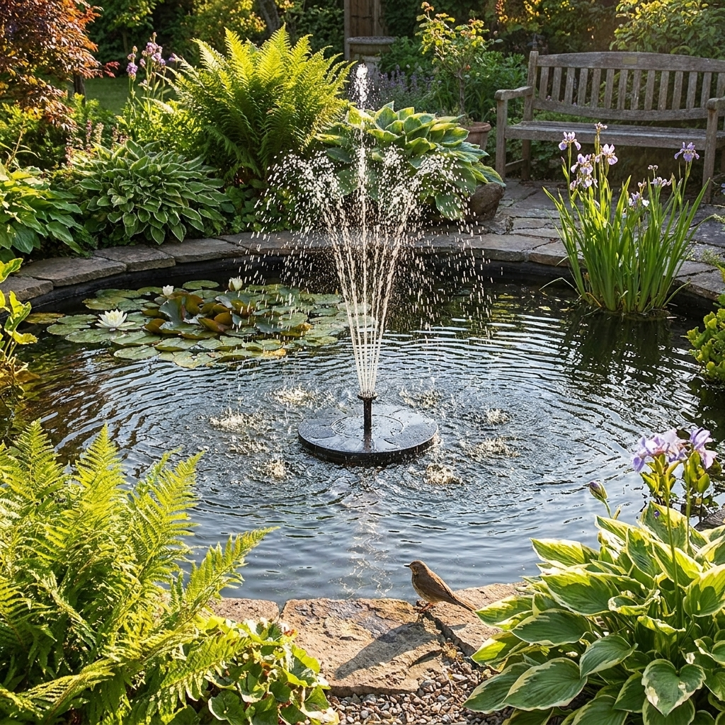 Mini Solar Water Fountain Pool Pond Waterfall Fountain Garden Decoration Outdoor Bird Bath Solar Powered Fountain Floating Water in use