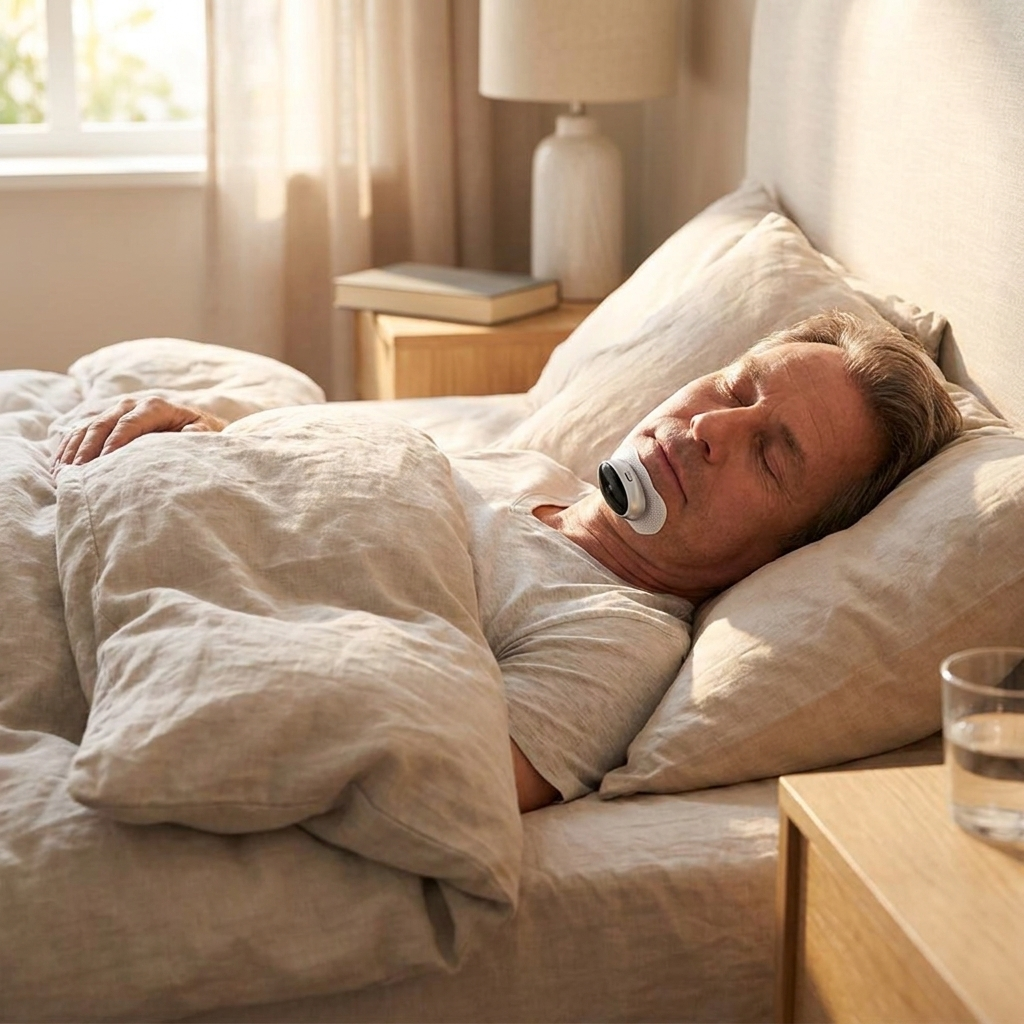 NEW Smart Anti-Snoring Devices Magnetic Anti Snore EMS Easy Breathe Improve Sleeping Aid Apnea Guard Night Device Dropshipping in use