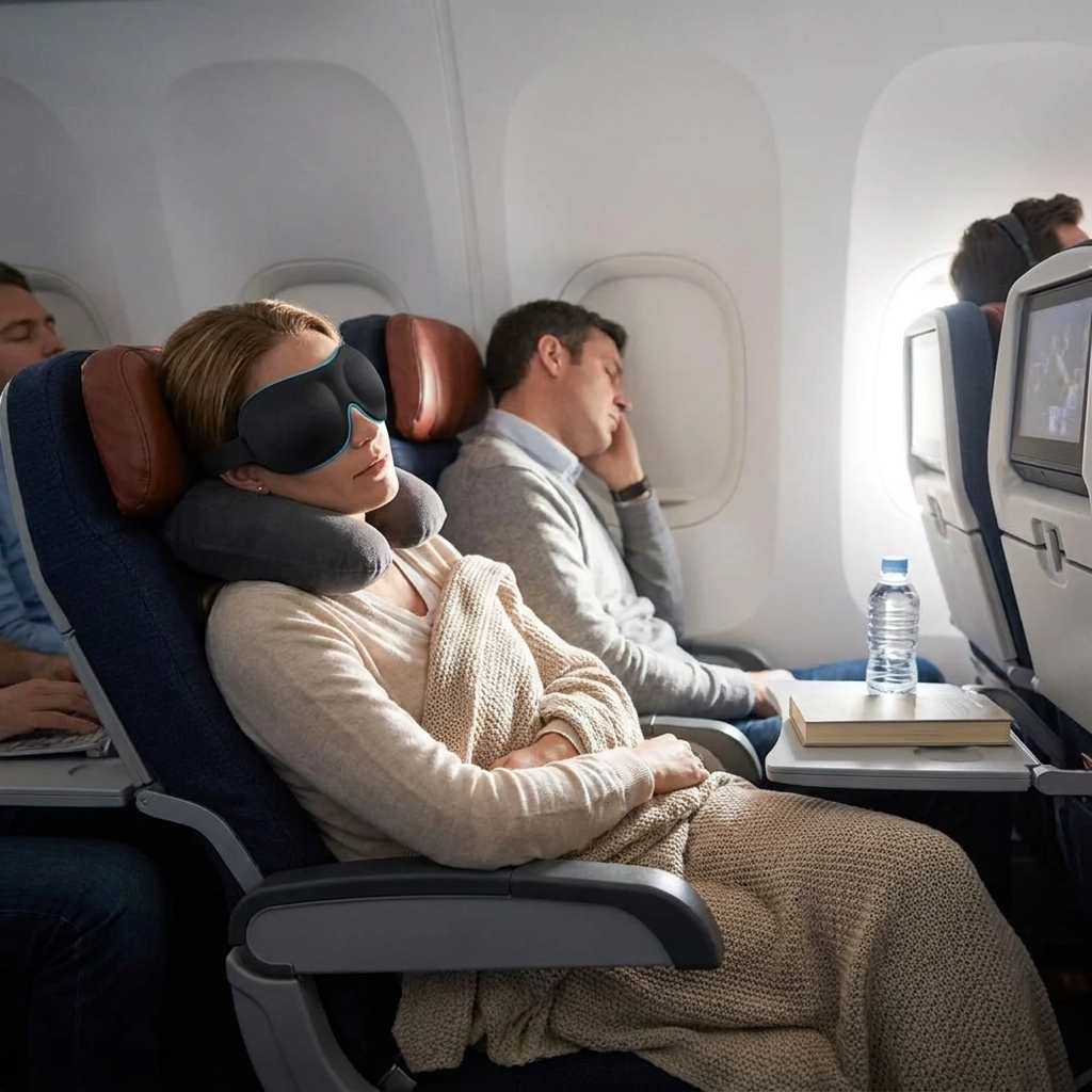 3D Sleep Mask Blindfold Sleeping Aid Soft Memory Foam Eye mask for Sleeping Travel Blockout Light Slaapmasker Eye Cover in use