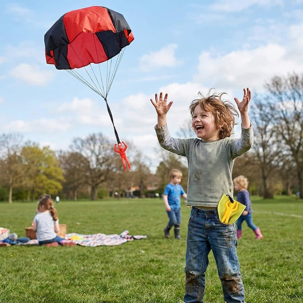 Parachute Toys for Kids Tangle Free Outdoor Flying Parachute Men Outside Toys Easter Basket Stuffers Idea Unique Boy Girl Gift in use