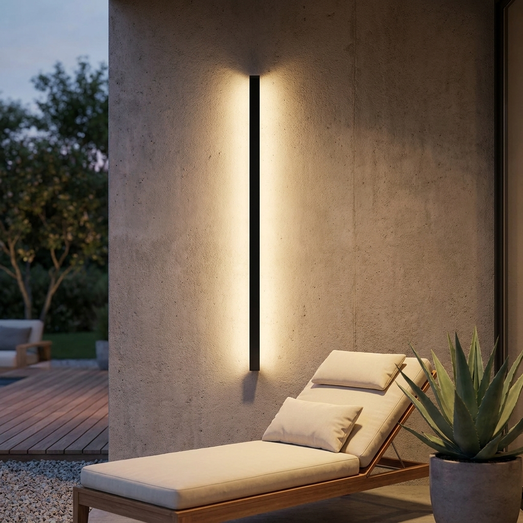 Nordic Modern Waterproof Outdoor Long LED Wall Lamp IP65 Aluminum Wall Lamp Garden Porch Wall Lamp in use