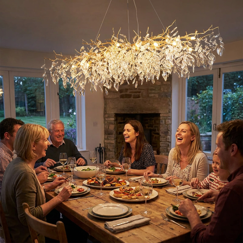 Luxury Gold Crystal LED Chandeliers Living Dining Room Bedroom Lighting Lustre Ceiling Pendant Lamps Indoor Villa Lights Fixture in use