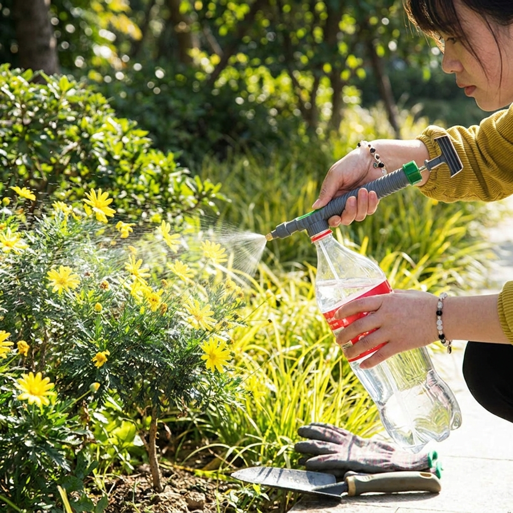 High Pressure Air Pump Manual Sprayer Adjustable Drink Bottle Spray Head Nozzle Garden Watering Tool Sprayer Agriculture Tools in use