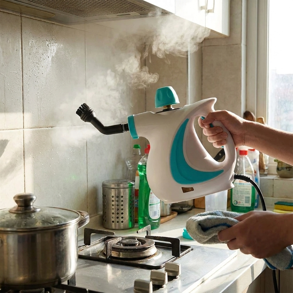 Portable Handheld Steam Cleaner Multifunctional Kitchen Range Hood Grease Remover Cleaning Machine Bathroom Cleaner for Car in use