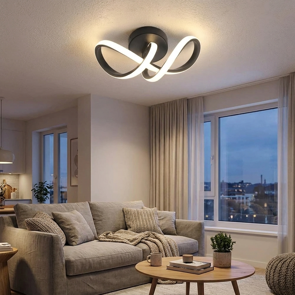 LED Aisle Ceiling Lights Modern Chandelier Three Colors Lamp Minimalist Lamps For Bedroom Light Surface Installation Dining Room in use