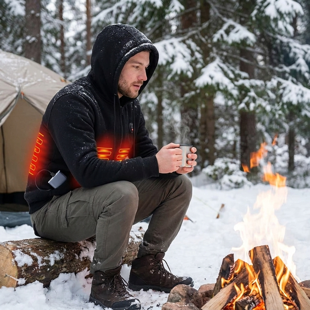 USB Heating Hoodie Jacket for Men, 5 Zones Electric Heated Hoodies, Warm Zippered Hoodie, Male Big Size 5XL, Autumn and Winter in use