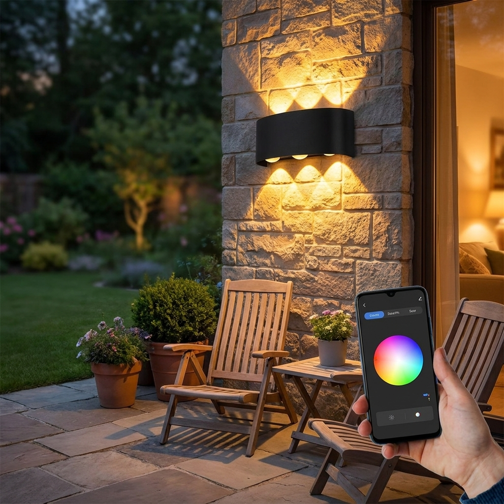 Tuya Up and Down Wall Light Smart Life APP RGB Outdoor Porch Colored light Party Garden Porch Lighting in use