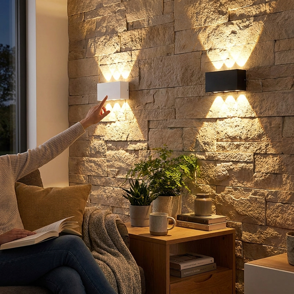 Aluminum LED Wall Lamp Waterproof IP65 Outdoor Garden Lights 8W 12W Interior Wall Light for Bedroom Living Room Stairs Lighting in use