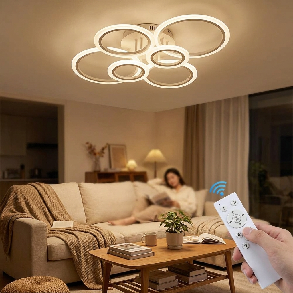 Modern LED Chandelier Home Lighting Ring Ceiling Mount Chandelier Living Room Bedroom Lighting lustre Ceiling pendant lamp in use