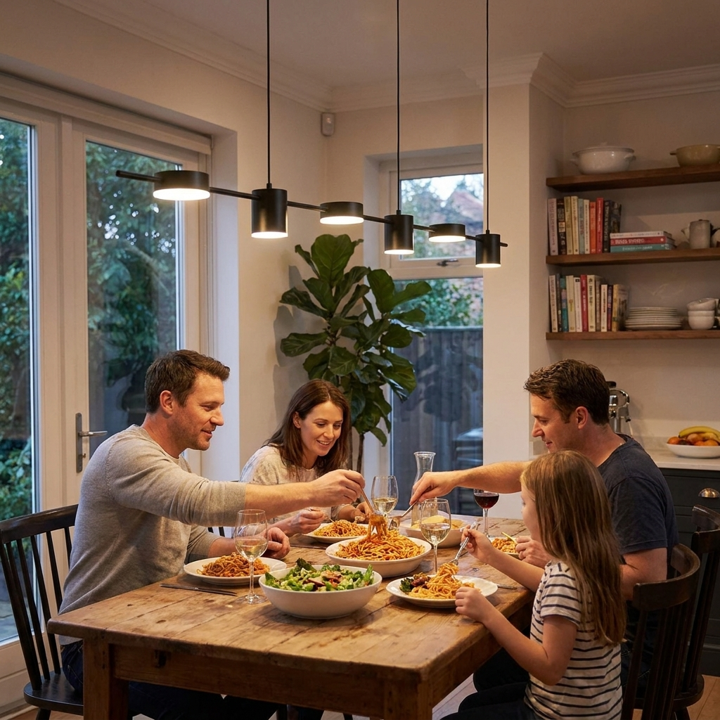 Modern Led Living Room Chandeliers Dining Table Ceiling Chandelier Kitchen Hanging Light Fixture Dimmable Indoor Lighting Lamp in use