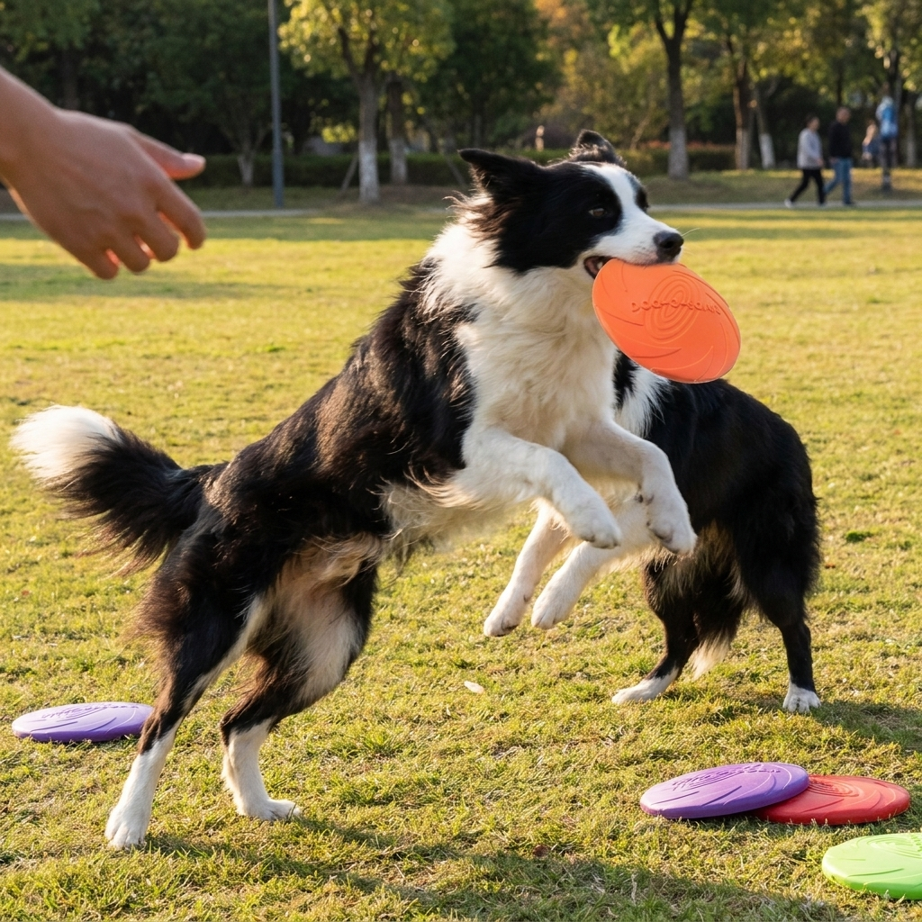 Silicone Flying Saucer Funny Dog Cat Toy Dog Game Flying Discs Resistant Chew Puppy Training Interactive Pet Supplies in use