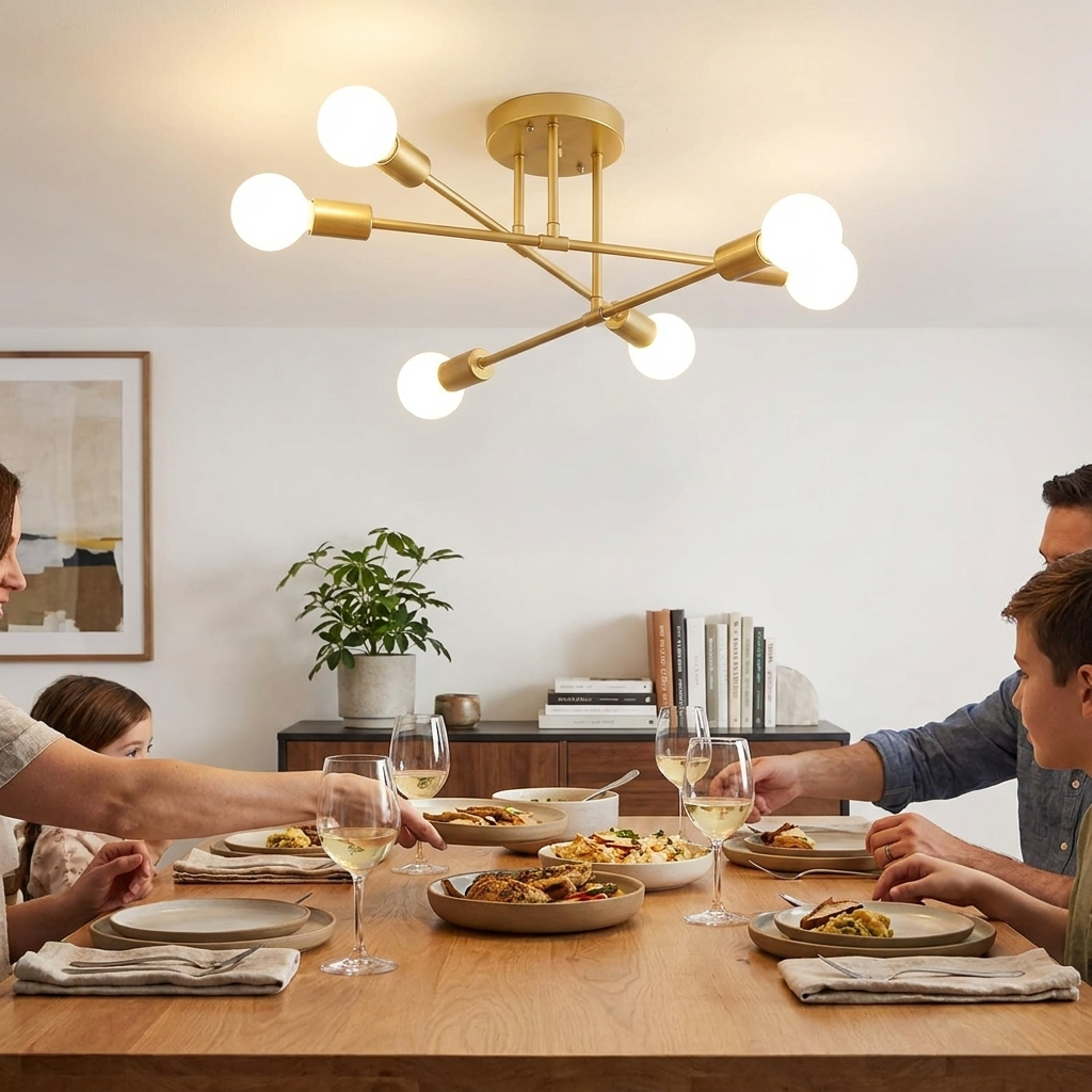 Nordic Minimalist Pendant Light Ceiling Lamp LED Chandelier Suitable for Bedrooms Living Rooms Black Gold Lighting Decoration in use
