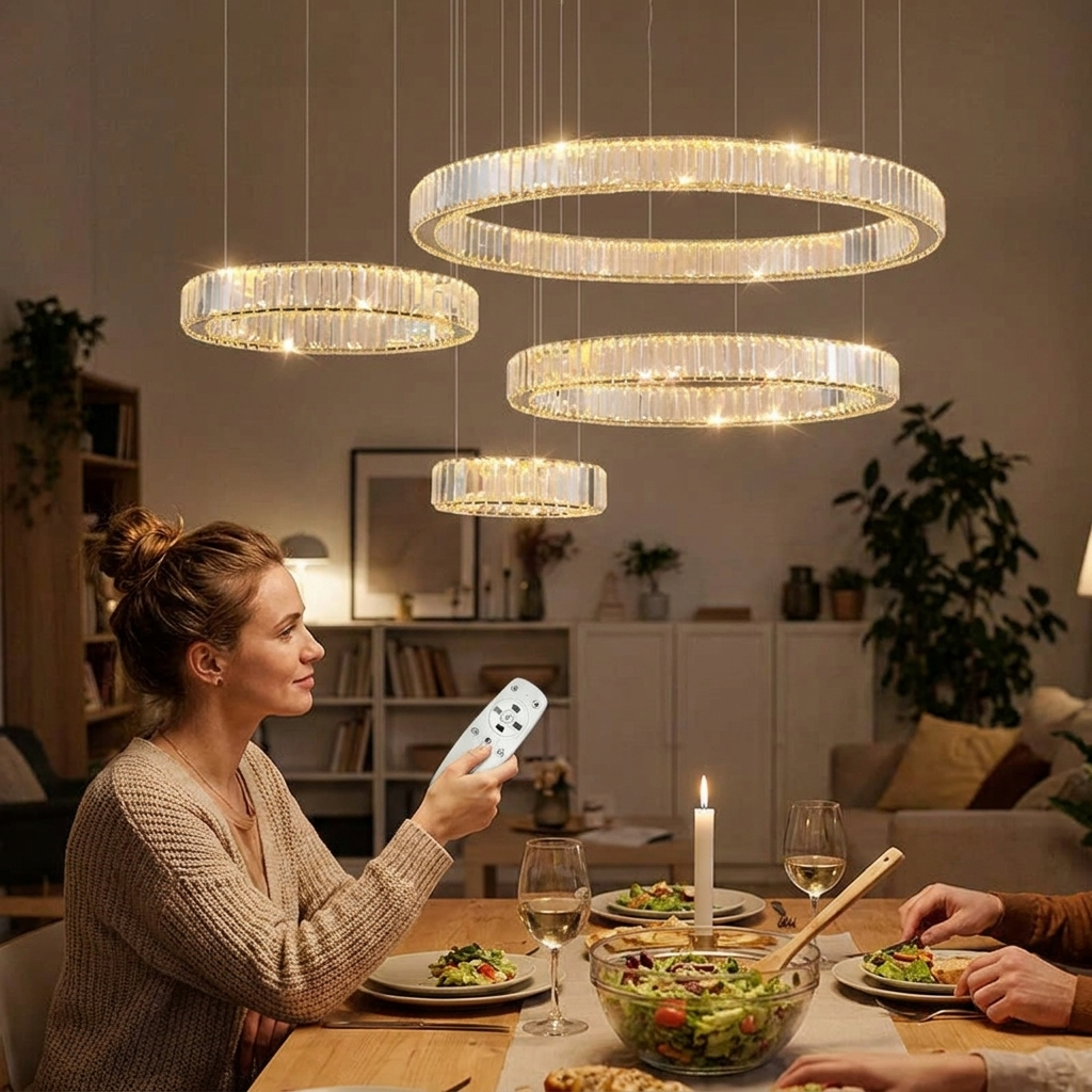 Modern Gold Luxury Crystal LED indoor Chandelier Bedroom Living Room Hotel Villa Pendant Lamp Restaurant Decor Lighting Dimmable in use