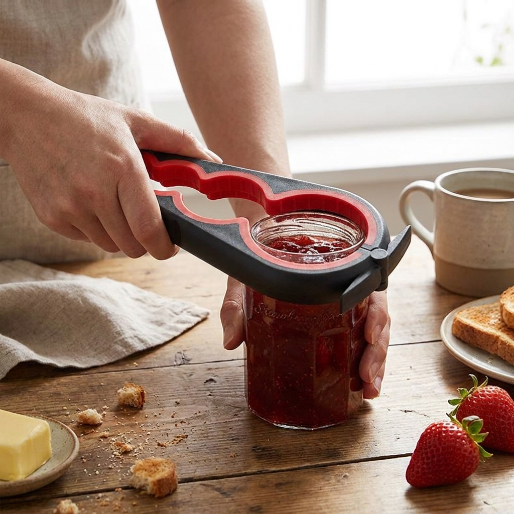 Can Opener Multi Functional Four In One Beverage Bottle Opener Cap Twister Four Position Can Opener Anti Slip Cap Twister in use