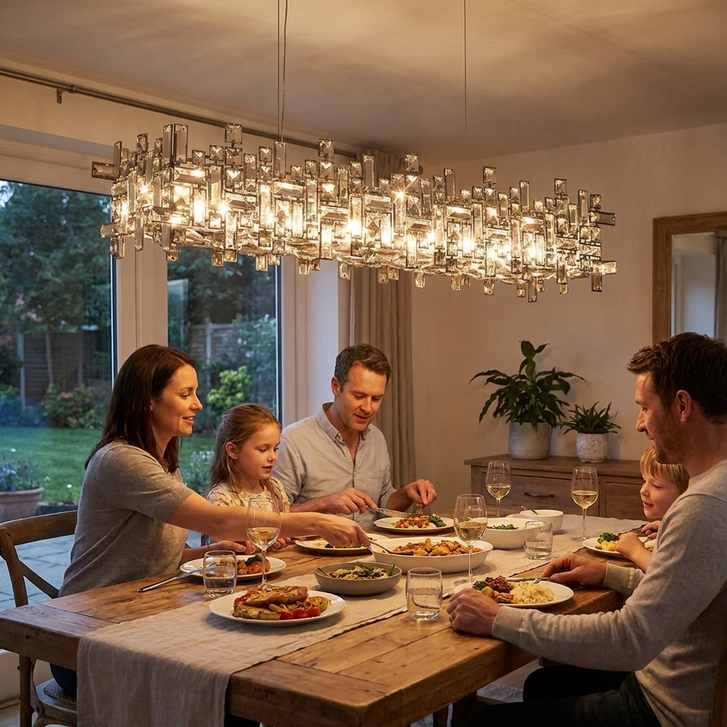 Luxury Chrome LED Crystal Chandeliers Home Villa Living Dining Room Lighting Decorate Indoor Ceiling Pendant Llights Fixtures in use