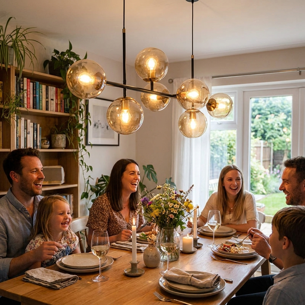 Modern Minimalist Hanging Lamp Nordic Ceiling Chandelier For Dining Room Kitchen Island Glass Ball Living Room Pendant Light in use