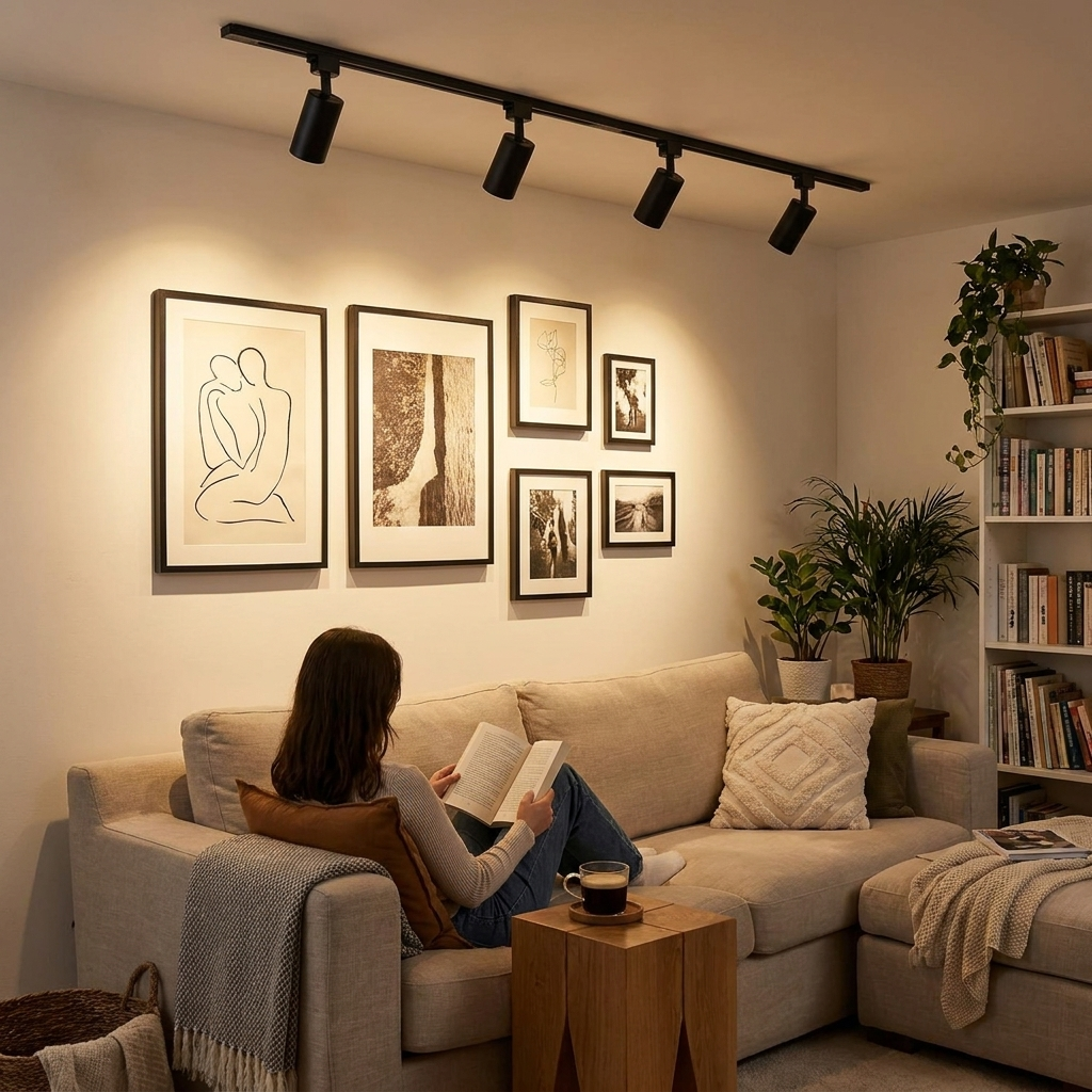 GU10 LED Track Light Full Sets Ceiling Lghting Indoor kitchen Lamp Led Spotlight for Living Room Store Decor Ceiling Spot Lights in use