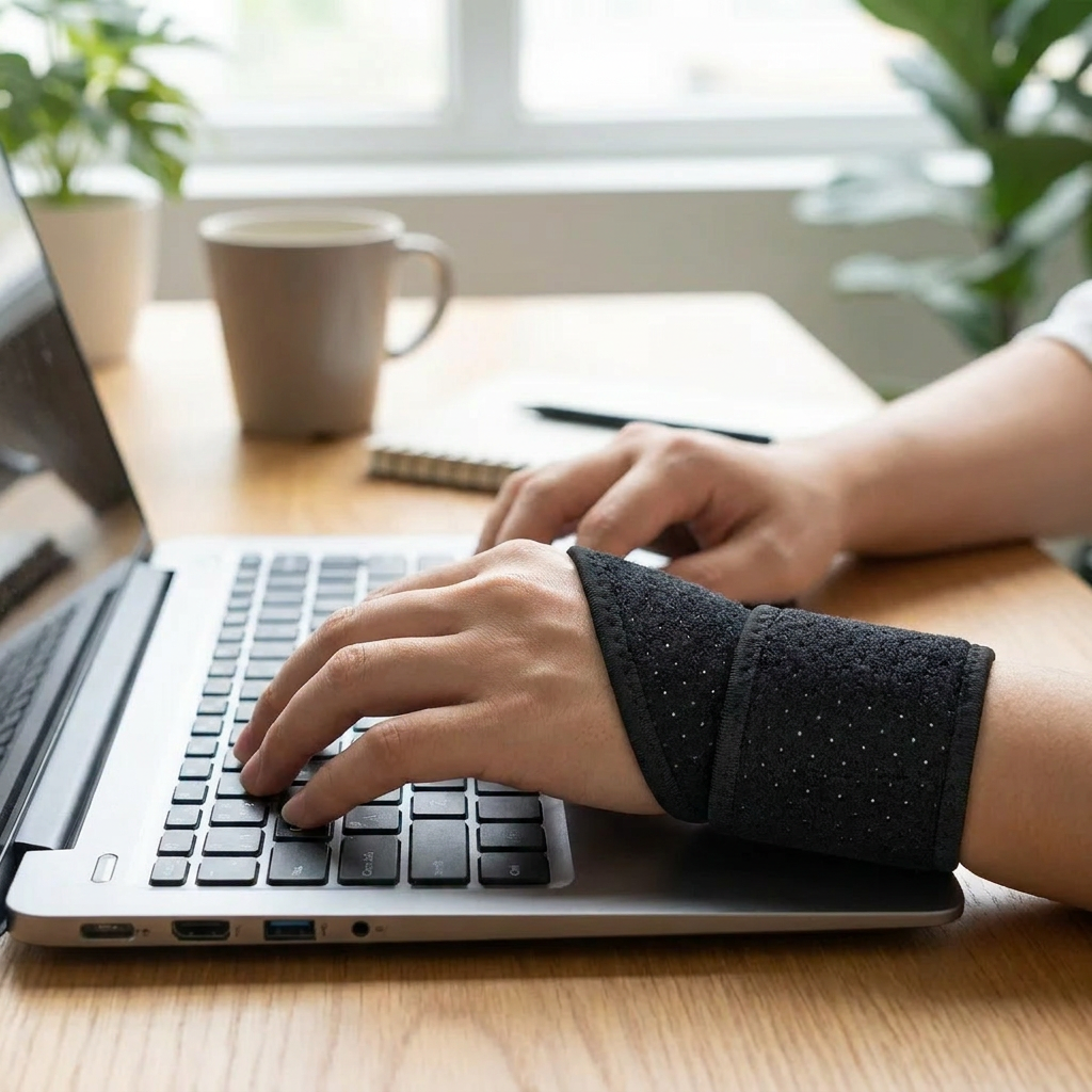 1PC Wrist Wraps for Carpal Tunnel Relief Adjustable Wrist Support Brace for Sports Protecting Joint Pain Relief in use