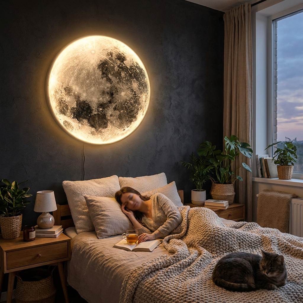 Nordic Modern Design Interior Decoration Lunar Wall Light wall lamp in use