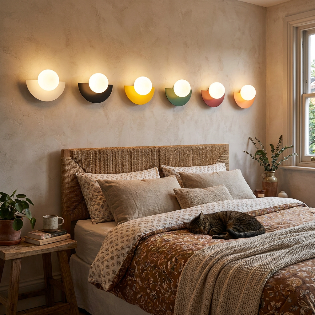 Background Home Decoration Wall Lamps Plastic Ball Lampshade G9 Bulb Round Sconce Light LED Bedroom Corridor Night Sconce Lustre in use