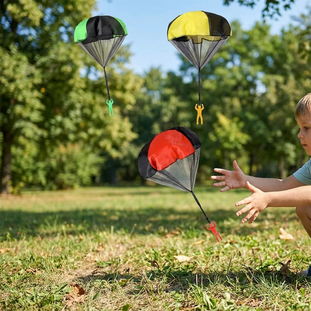 Parachute Toys for Kids Tangle Free Outdoor Flying Parachute Men Outside Toys Easter Basket Stuffers Idea Unique Boy Girl Gift in use